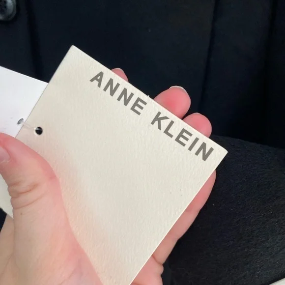 ANNE KLEIN *NWT* Plus-Sz Cashmere Blend Black Single Breasted Walker Coat Sz 14 - Picture 8 of 12